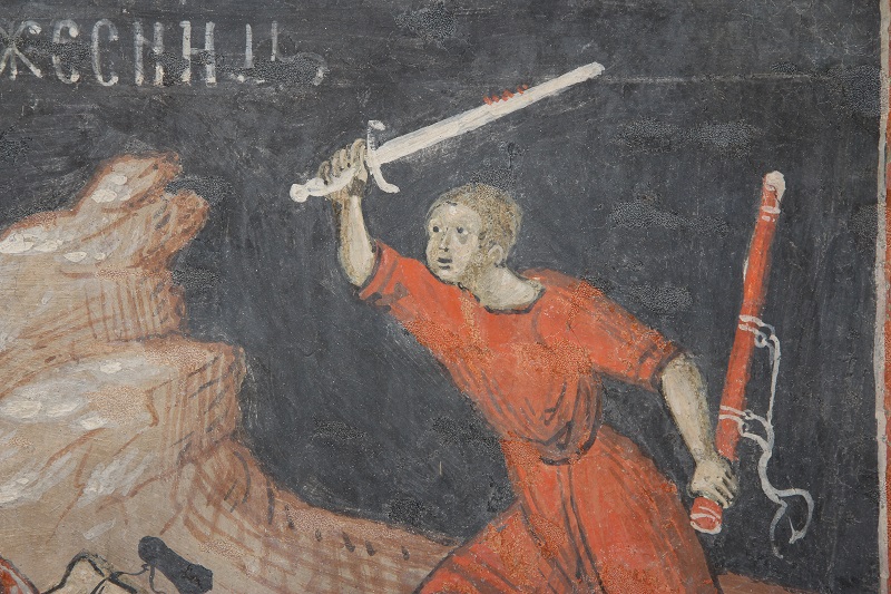 Roșu de Tismana - detaliu pictură murală, Sinaxarul